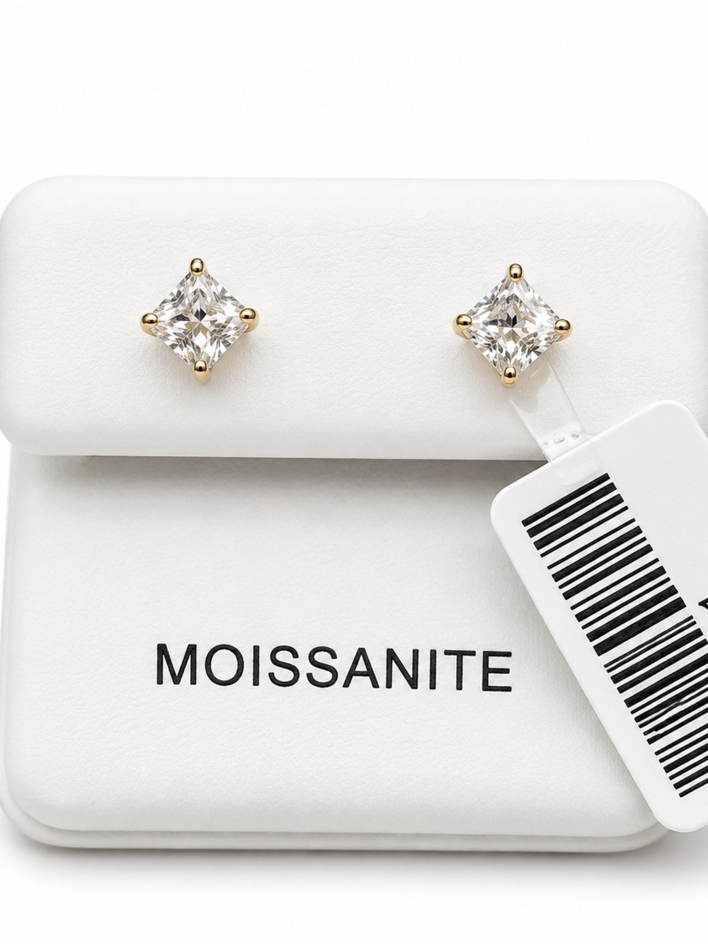 Moissanite Square Stud Earrings - Clear